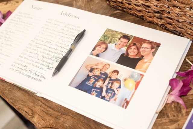 Custom register book produced by SendOff