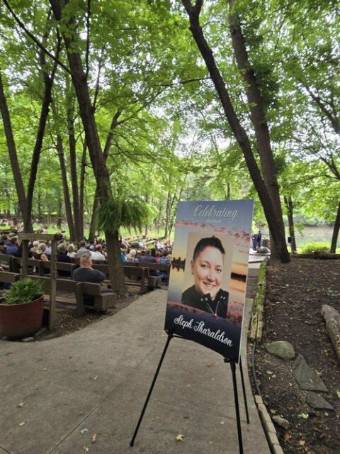 Entrance to a beautiful SendOff ceremony surrounded by nature