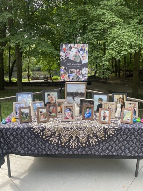 Photo display at an outdoor SendOff